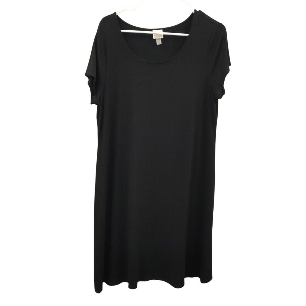 Cupio Womens Black Short‎ Sleeve Scoop Neck Viscose Spandex T-Shirt Dress XL